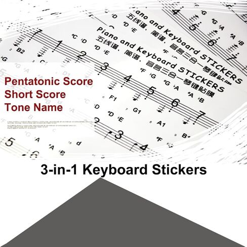 Piano Keyboard Stickers for 88/61/54/49 Key, Removable with Numbers for Beginner Piano Key Stickers for Great Children's Gift-Black in Saudi Arabia