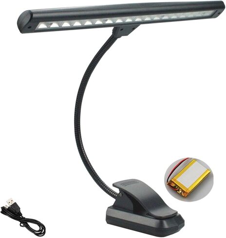 Music Stand Light,Rechargeable 18 LEDs Eye Caring Clip-on Piano Light,Super Bright Clip On Piano Lamp,3 Color Temperature,Perfect for Grand Piano,Keyboard,Sheet Music,Book Reading(Black) in Saudi Arabia
