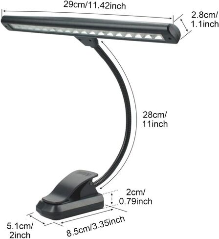 Music Stand Light,Rechargeable 18 LEDs Eye Caring Clip-on Piano Light,Super Bright Clip On Piano Lamp,3 Color Temperature,Perfect for Grand Piano,Keyboard,Sheet Music,Book Reading(Black) in Saudi Arabia