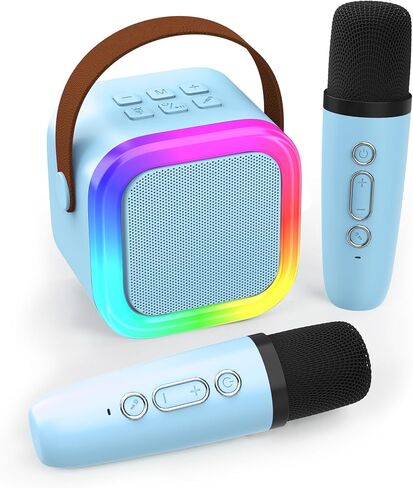 Mini Karaoke Machine for Kids Adults, Portable Bluetooth Speaker with Wireless Microphones,Toys Birthday Gifts for Girls Ages 4, 5, 6, 7, 8,9,10,11,12+ Family Home Party (Pink) in Saudi Arabia