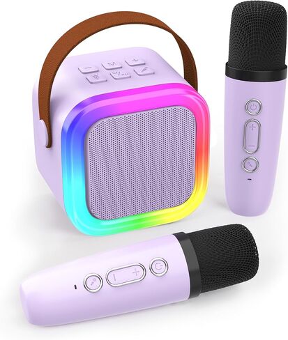 Mini Karaoke Machine for Kids Adults, Portable Bluetooth Speaker with Wireless Microphones,Toys Birthday Gifts for Girls Ages 4, 5, 6, 7, 8,9,10,11,12+ Family Home Party (Pink) in Saudi Arabia