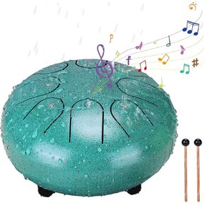 طبلة المطر من بابوري للحديقة الخارجية - طبلة مطر مطورة غير تشبع بالمياه للخارج عندما تمطر، 6 بوصات 8 نغمات طبلة مطر من الفولاذ، أداة طبلة المطر الموسيقية في الهواء الطلق (الملكيت) in Kuwait
