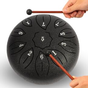 Steel Tongue Drum 6 Inch 11 Notes, C Major Tongue Drum Rain Chime Outside, Chakra Drum for Rain, Rain Drum with mallets for Musical Education Entertainment Zen Meditation Yoga Gifts (navy blue)