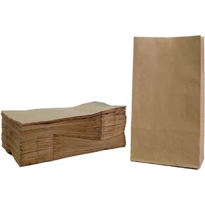Kraft Brown Food Paper 3 lb Bag - (100 Pack) 8.7" X 4.7" X 2.3" Lunch Grease Resistant Paper Bags