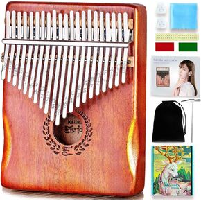 Everjoys Kalimba Thumb Piano 17 Keys, Professional Musical Instrument Finger Piano Marimbas with Portable Soft Cloth Bag, Fast to Learn Songbook, Tuning Hammer, All in One Kit