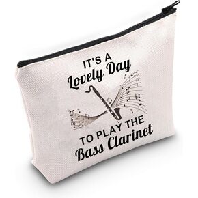 JNIAP Bass Clarinet Player Gift It's a Lovely Day To Play The Bass Clarinet Cosmetic Bag Musical Instrument Gift (Play The Bass Clarinet Bag)