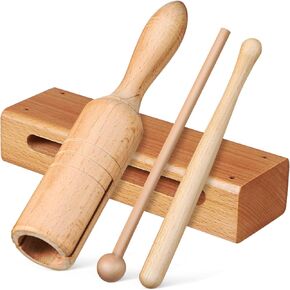 2 Sets Orff Instrument Handheld Rhythm Blocks Percussion Blocks Wood Instrument Music Lummi Sticks Wood Block Chimes Instrument Wood Percussion Instrument Lollipop Wooden Major