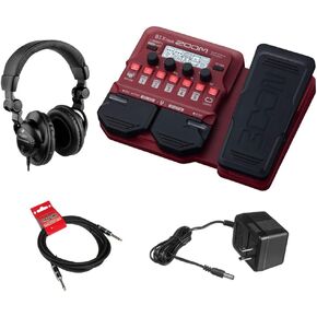 Zoom B1X Four Bass Multi-Effects Pedal (Expression Pedal) with Polsen HPC-A30 Monitor Headphones, 9V Power Adapter & 10ft Instrument Cable Bundle in Kuwait