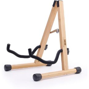 MUSO Bamboo Guitar Stand, A-Frame Folding Holder, Easy Assembly and Portable, For Acoustic Guitar, Electric Bass,Violin, Viola,Cello,Ukulele,Banjo,Mandolin, Protect Valuable Instrument