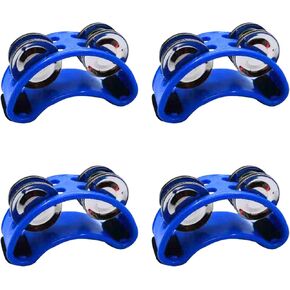 4 pcs Foot Tambourine Percussion Musical Instrument Foot Drum set with Metal Jingle Bell for Guitar Drum Accessory Instrument (Blue)