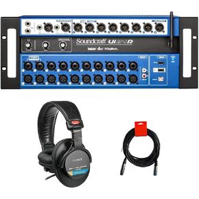 Soundcraft Ui24R 24-Channel Digital Mixer/Multitrack USB Recorder Bundle with Sony MDR-7506 Headphones and XLR Cable