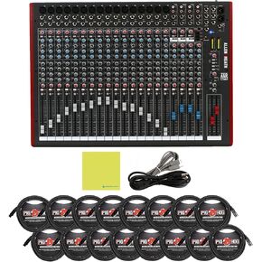 Allen & Heath Zed-24 Multipurpose Mixer Bundle w/ 16-Pack Pig Hog PHM15 8mm Mic Cable and Liquid Audio Polishing Cloth in Kuwait
