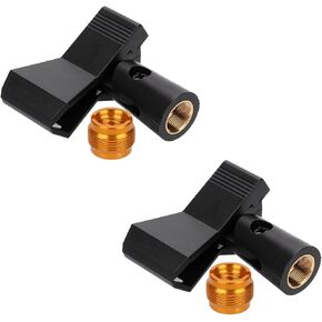 2Pcs Mic Clips for Stands, Microphone Clip Holders with 2Pcs 5/8" Male to 3/8" Female Screw Adapter Adjustable Mic Clamp for Wireless and Wired Mics
