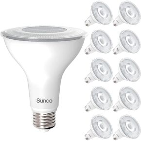 Sunco 10 Pack PAR30 LED Bulbs, Flood Light Outdoor Indoor CRI90 75W Equivalent 11W, Dimmable, 5000K Daylight, 850 Lumens, E26 Base, Wet-Rated, Super Bright, IP65 Waterproof - UL