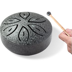 Rain Drum for Outside Garden - Upgraded Non-Waterlogging Steel Tongue Drum Rain Chime, 3-Inch 6 Notes Outdoor Rain Drum Instrument for Soothing Rain Music