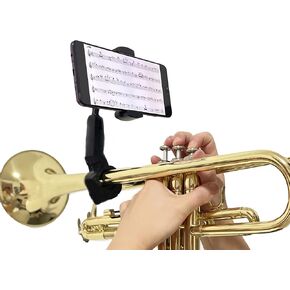 Trumpet Lyre Adjustable Marching Band Music Lyre for Trumpet,Securely Mount Your Phone to Trumpet,Easily Read PDF sheet music,Take videos while playing,Music Clip max Opening 3.54in with Most phones