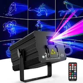DJ Laser Lights for Party 3D Animation RGB Laser Show Projector, APP/DMX512/Music Sound Activated/Remote Control Laser Dance Light for DJ Parties Stage Club Disco Home Birthday
