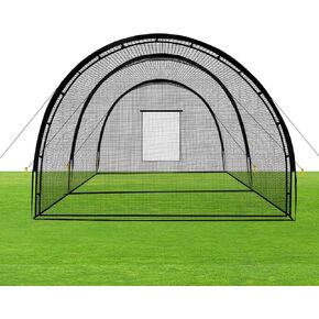 Baseball Batting Cage Net Batting Cages for Backyard 22ftx12ftx8ft Portable Baseball and Softball Batting Cages with Pitching Machine Hole and Detachable Door for Backyard Outdoor Hitting Practice