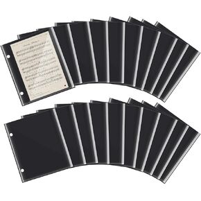 20 Pieces Flip Folder Pages 7.5 x 6.3'' Marching Band Musical Flip Folio Page with 2 Holes PVC Waterproof Resist Tearing Window Pages for Holding Sheet Music Files (Double Available)