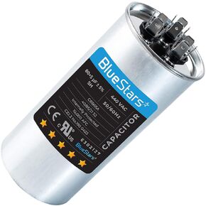50+10 uf 370-440VAC ±5% Volts Round Run Start Capacitor Electric Replacement Part by BlueStars - Exact Fit for HVAC, Air Conditioners, Heat Pumps