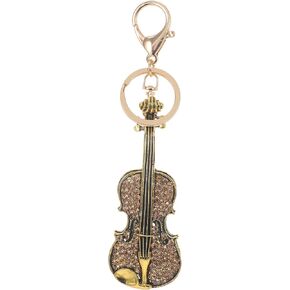 Crystal Violin Keychain Shiny Violin Keychain Rhinestone Musical Instrument Pendant Bag