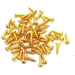 SAPHUE Electric Guitar Bass Humbucker Pickup Ring Mounting Screws,50pcs Pickup Frame Surround Screws Compatible Whith Gibson LES Paul/SG/ES Guitar(2.5 * 18mm,Chrome)