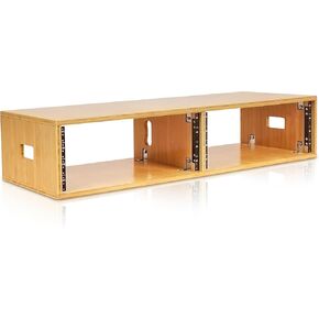 Sound Town DIY 2 x 4U Studio Rack, Solid Carbonized Bamboo, for Recording Room, Home Studio (STBR-D4)