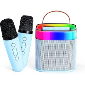 Mini Karaoke Machine for Kids, Pink Mini Portable Karaoke Speaker Machine with 2 Wireless Mics and Lights for Girls Ages 4,5,6,7,8,9,10,12+ Party Birthday Home