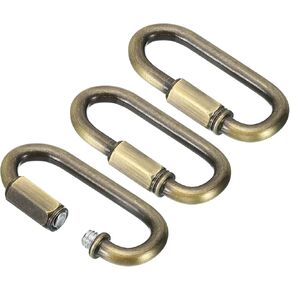 PATIKIL 6mm Steel Chain Quick Links, 3 Pack Screw Locking Chain Connector Oval Snap in Ring Hook Clips for Chandelier Backpack Tent, 132 Lbs Gold Bronze