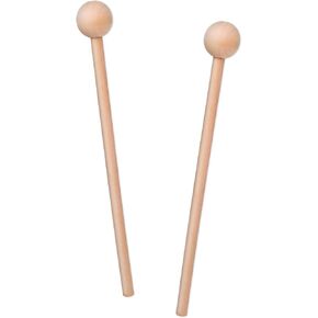 2 Pcs Wood Percussion Sticks 8'' Wood Rhythm Sticks for Kids Mallets Percussion Sticks Xylophone Mallets Glockenspiel Mallets with Wood Handle Rhythm Sticks Drum Sticks for Chime Glockenspiel Bells