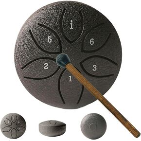 Rain Drum for Outside, Chakra Drum for Rain, 3 Inches 6 Notes Steel Tongue Drum, Rain Drum for Outside When It Rains, Rain Drum for Garden for Yoga, Meditation,Family Entertainment,Music Education
