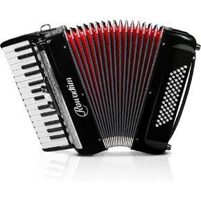 Accordion, 30 Key 60 Bass Accordion, Adult Accordion, Keyboard Accordion, Educational Instrument for Beginners and Students with Backpack Strap (black)