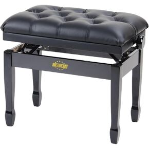 Adjustable Height Piano Bench, PU Leather Seat, Black