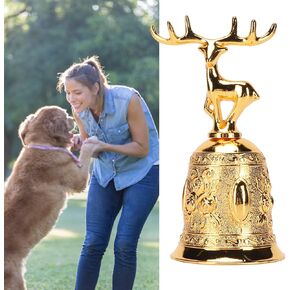 HERCHR Hand Bell Call Loud Wedding Bells, Deer Shape Golden Hand Bell, Vintage Bell Engraved Bell Call Bell Handheld Bell for Wedding, Christma
