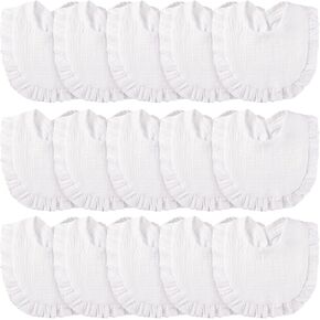 Kenning 18 Pcs Muslin Baby Bibs Bulk Absorbent Bandana Drool Bibs Adjustable Cotton Bibs with Snap Button for Boys Girls