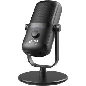 GVM Condenser Microphone, USB Type-C Podcast Recording Microphone for Vocal Voice-Over Streaming Studio Metal Mic with Mic Mute Headphone Jack Monitoring Volume Control Vocal Mic for Singing YouTube