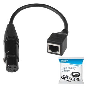 محول HQRP 3-Pin XLR أنثى إلى RJ45، كابل RJ45 إلى XLR DMX، كابل تمديد موصل الشبكة متوافق مع سلسلة وحدة التحكم DMX-CON لشرائط LED RGB واستوديو المسرح والتسجيل، 8 بوصات