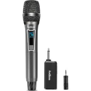 Wireless Microphone,UHF Metal Handheld Dynamic Wireless Mics with Cycle Charging, for Karaoke, Party and Speech, 160ft, Black