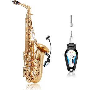 KIMAFUN 2.4G Wireless Saxophone Microphone, Clip-on Instrument Microphone, 100ft Range, Plug and Play, Wireless Transmitter & Receiver for Saxophone, French Horn, Trumpet, Trombone, G120