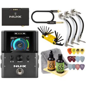 Tonebird NUX B-8 Pro Level 2.4 Ghz Wireless System for Electric, Acoustic, Bass Guitar, Synthesizer and Various Instruments Tool, Patch Cable, Picks, Care Kit Bundle 48KHz 160 Ft Range