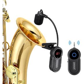UHF Wireless Instruments Microphone for Beginner: Rechargeable Saxophone Microphone Receiver and Transmitter - 160ft Range. Plug and Play - Clip-on Mics Suitable for Sax Trumpet, Tuba, Trombone