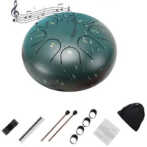Rain Drum for Outside Garden, 6 Inches 8 Notes Chakra Drum for Rain Outdoor, Drum Rain Chime for Garden & Outdoor Use, Professional Steel Tongue Drum for Beginner Adult Kids (Black)