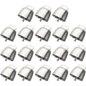 PATIKIL Mini Cow Bells for Crafts Christmas, 18 Pcs Shiny Silver Small Cow Bells, Loud Grazing Copper Bells Noise Makers, Cowbell Goat Bell, 1.4 x 0.9 x 1.4