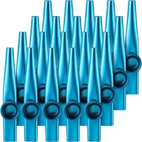 20 Pcs Kazoos Musical Instruments Metal Kazoos Flute Bulk Kazoo for Adults Gift Prize and Party Favors Gift Bag Fillers Fun Song Games for Families(Blue)