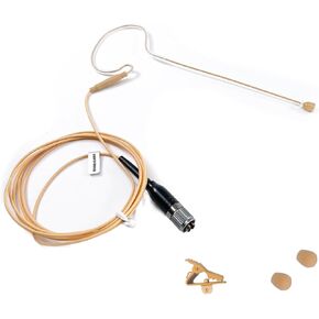 Mini Headset Microphone cH-Style Earhook Headset Mic for Audio Technica Bodypack Transmitter (Tan)