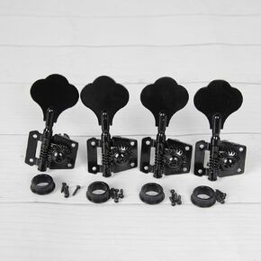 FLEOR 4Pcs Left Handed Vintage Open Gear Bass Guitar Tuning Keys PB JB Bass Guitar Tuning Machine Head 4L Black