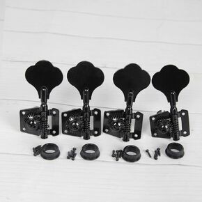 FLEOR 4Pcs Left Handed Vintage Open Gear Bass Guitar Tuning Keys PB JB Bass Guitar Tuning Machine Head 4L Black