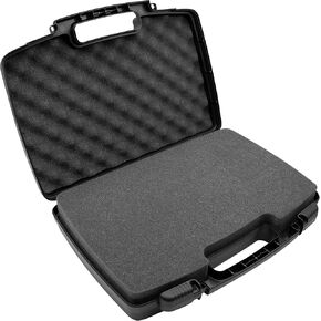 CASEMATIX Hard Travel Case with Foam and Padlock Rings - Customizable Foam Fits Pico Mobile Projectors, Recorders, Microphones and More Small Electronics & Accessories up to 14.5" x 7.5" x 2.75"