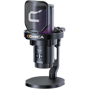 comica EJoy Uni Pro Wireless USB Microphone with USB C Receiver,RGB Condenser Microphone for Streaming/Podcasting/YouTube/Vocal Recording,Gaming Mic for PC/Computer/Mac/Phones(Mic Stand)