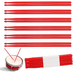 12 pairs Drumsticks, High-Quality 5A Drum Sticks, Non-slip Drumsticks Perfect for Practice, Performance and Relaxation, Available in Vibrant Assorted Red by KUKLIPJIM